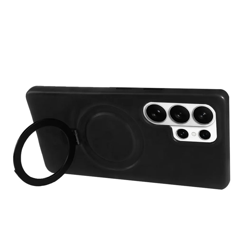 Samsung Galaxy S26 Ultra Full-Grain Oil Wax Kickstand Leather Case (Black) + MagSafe