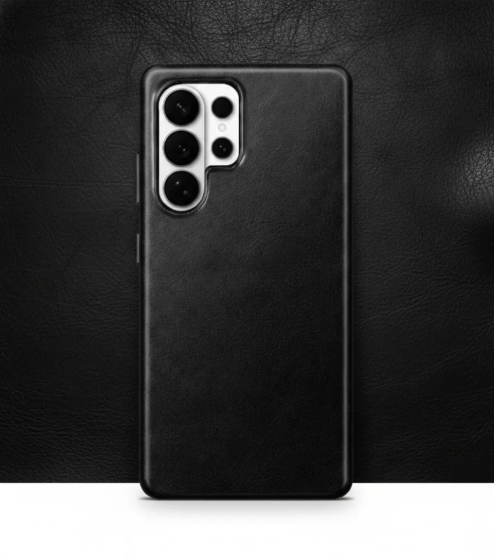 Samsung Galaxy S26 Ultra Full-Grain Oil Wax Full Wrapped Leather Case (Black) + MagSafe outlook