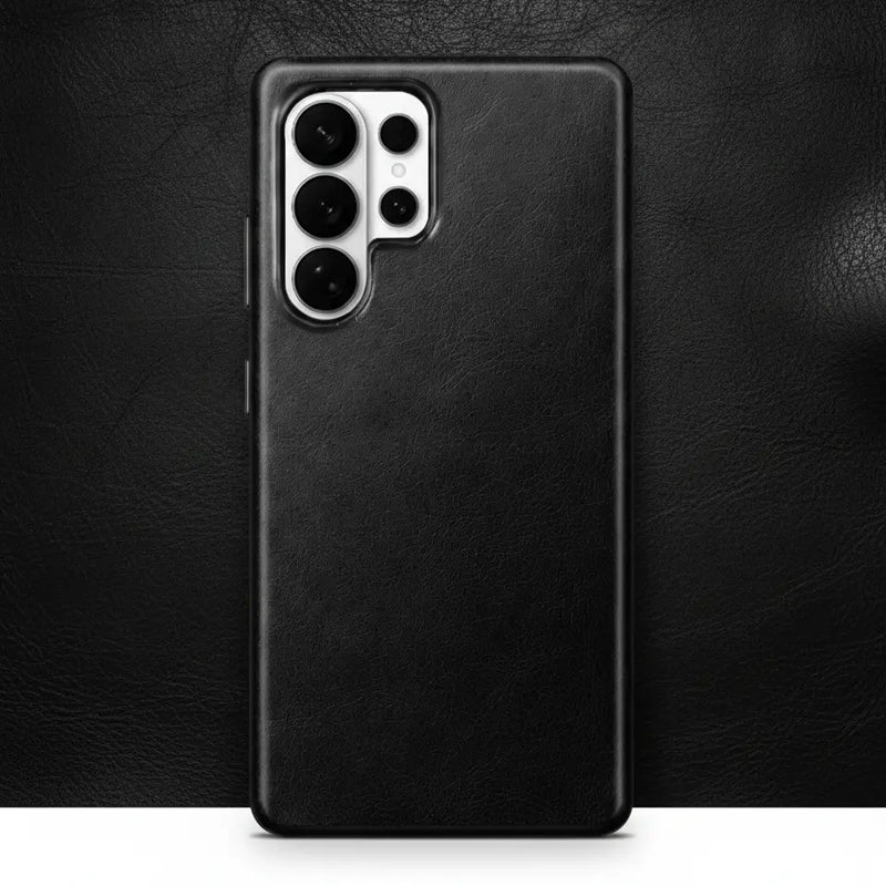 Samsung Galaxy S26 Ultra Full-Grain Oil Wax Full Wrapped Leather Case (Black) + MagSafe outlook