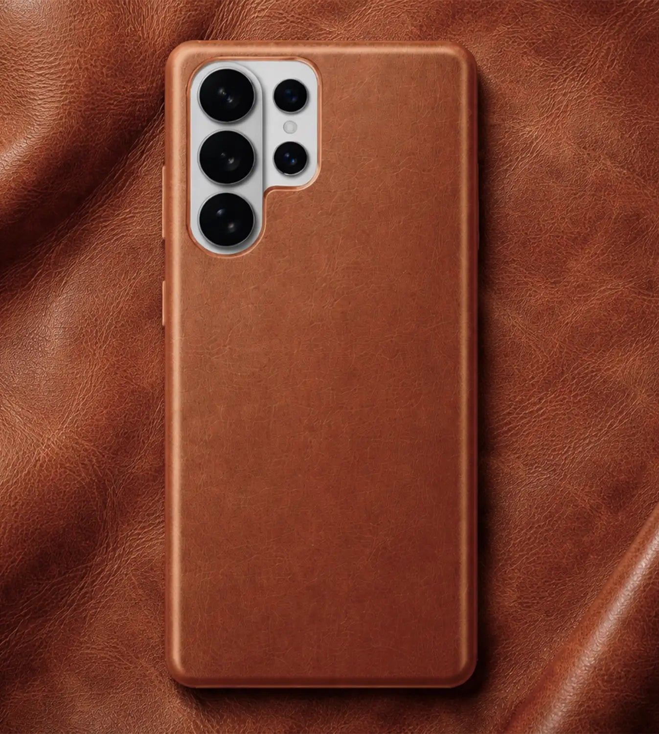 Samsung Galaxy S26 Ultra Full-Grain Oil Wax Full Wrapped Leather Case (Brown) + MagSafe outlook