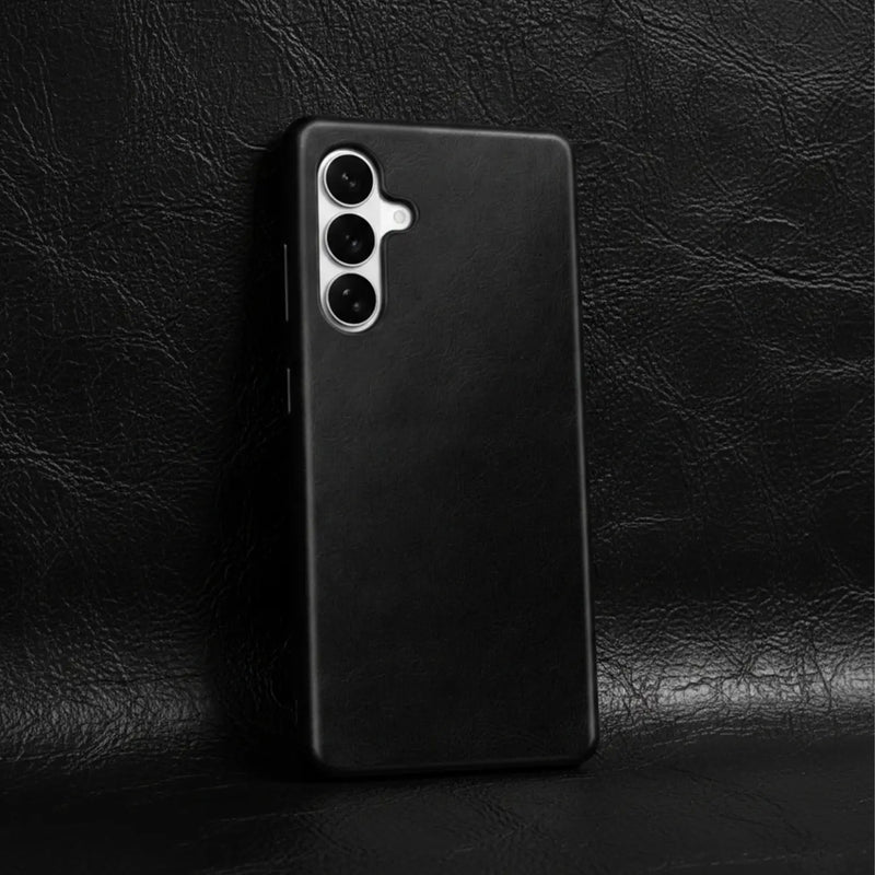 Samsung Galaxy S26 Plus Full-Grain Oil Wax Full Wrapped Leather Case (Black) + MagSafe outlook