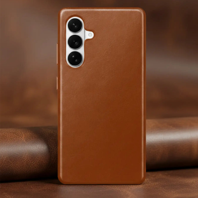 Samsung Galaxy S26 Plus Full-Grain Oil Wax Full Wrapped Leather Case (Brown) + MagSafe outlook