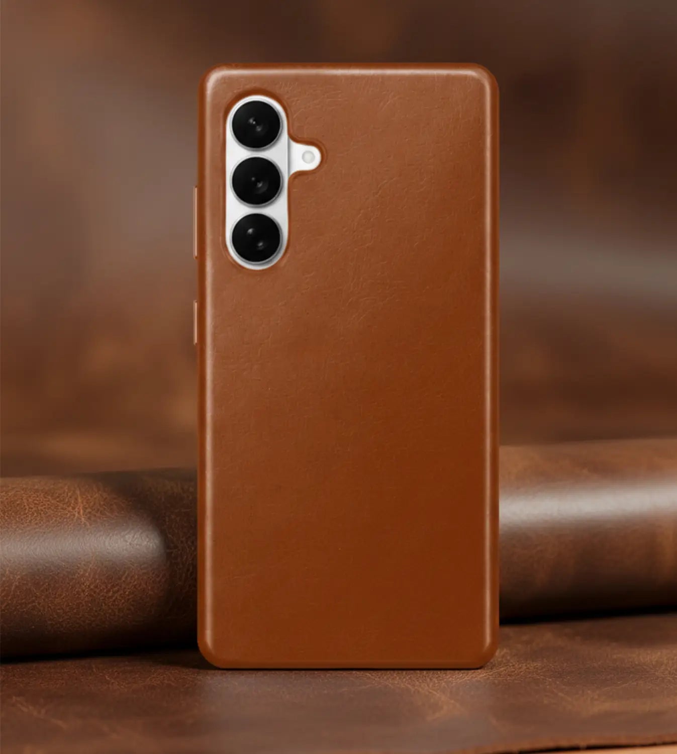 Samsung Galaxy S26 Full-Grain Oil Wax Full Wrapped Leather Case (Brown) + MagSafe outlook