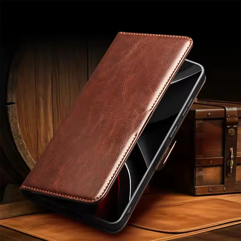 Samsung Galaxy S26 Ultra Business Style Genuine Leather Wallet Case (Brown) 1