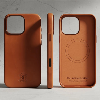 brown iPhone 16 Pro Max leather case All view