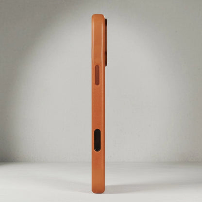 brown iPhone 16 Pro Max sleather case side view