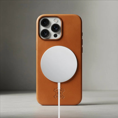 brown iPhone 16 Pro leather case With magsafe