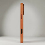 brown iPhone 16 Pro sleather case side view