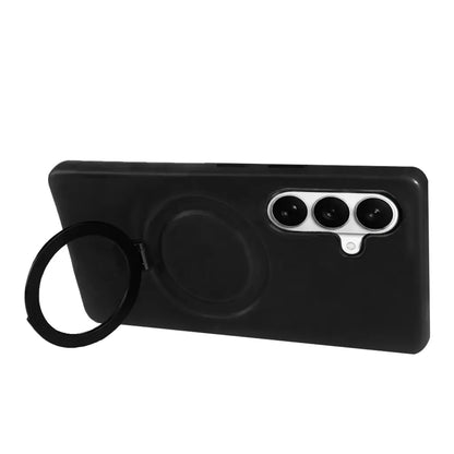 Samsung Galaxy S26 Plus Full-Grain Oil Wax Kickstand Leather Case (Black) + MagSafe support