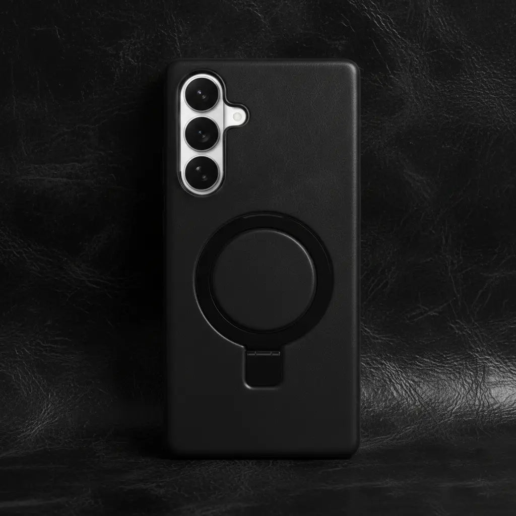 Samsung Galaxy S26 Full-Grain Oil Wax Kickstand Leather Case (Black) + MagSafe outlook