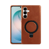 Samsung Galaxy S26 Full-Grain Oil Wax Kickstand Leather Case (Brown) + MagSafe charging