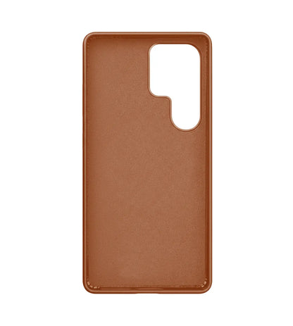 Samsung Galaxy S26 Ultra Full-Grain Oil Wax Full Wrapped Leather Case (Brown) + MagSafe fabric laing