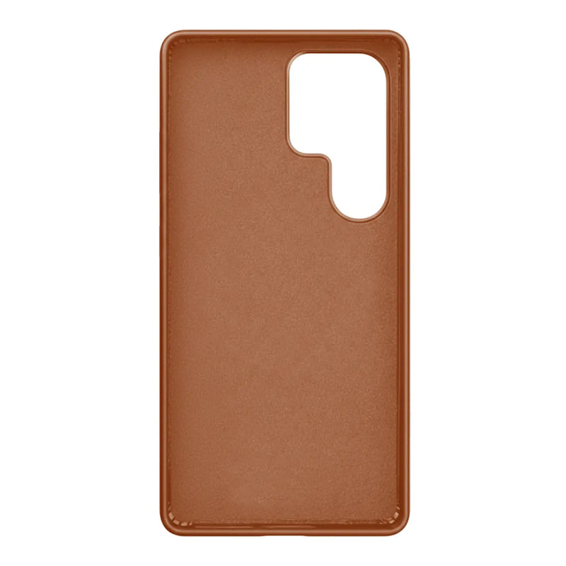 Samsung Galaxy S26 Ultra Full-Grain Oil Wax Full Wrapped Leather Case (Brown) + MagSafe fabric laing