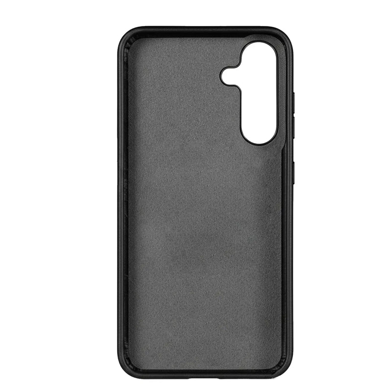 Samsung Galaxy S26 Plus Full-Grain Oil Wax Full Wrapped Leather Case (Black) + MagSafe fabric laing
