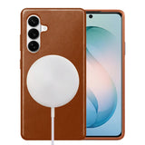 Samsung Galaxy S26 Plus Full-Grain Oil Wax Full Wrapped Leather Case (Brown) + MagSafe charging