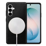 Samsung Galaxy S26 Full-Grain Oil Wax Full Wrapped Leather Case (Black) + MagSafe charging