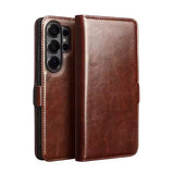 Samsung Galaxy S26 Ultra Business Style Genuine Leather Wallet Case (Brown)