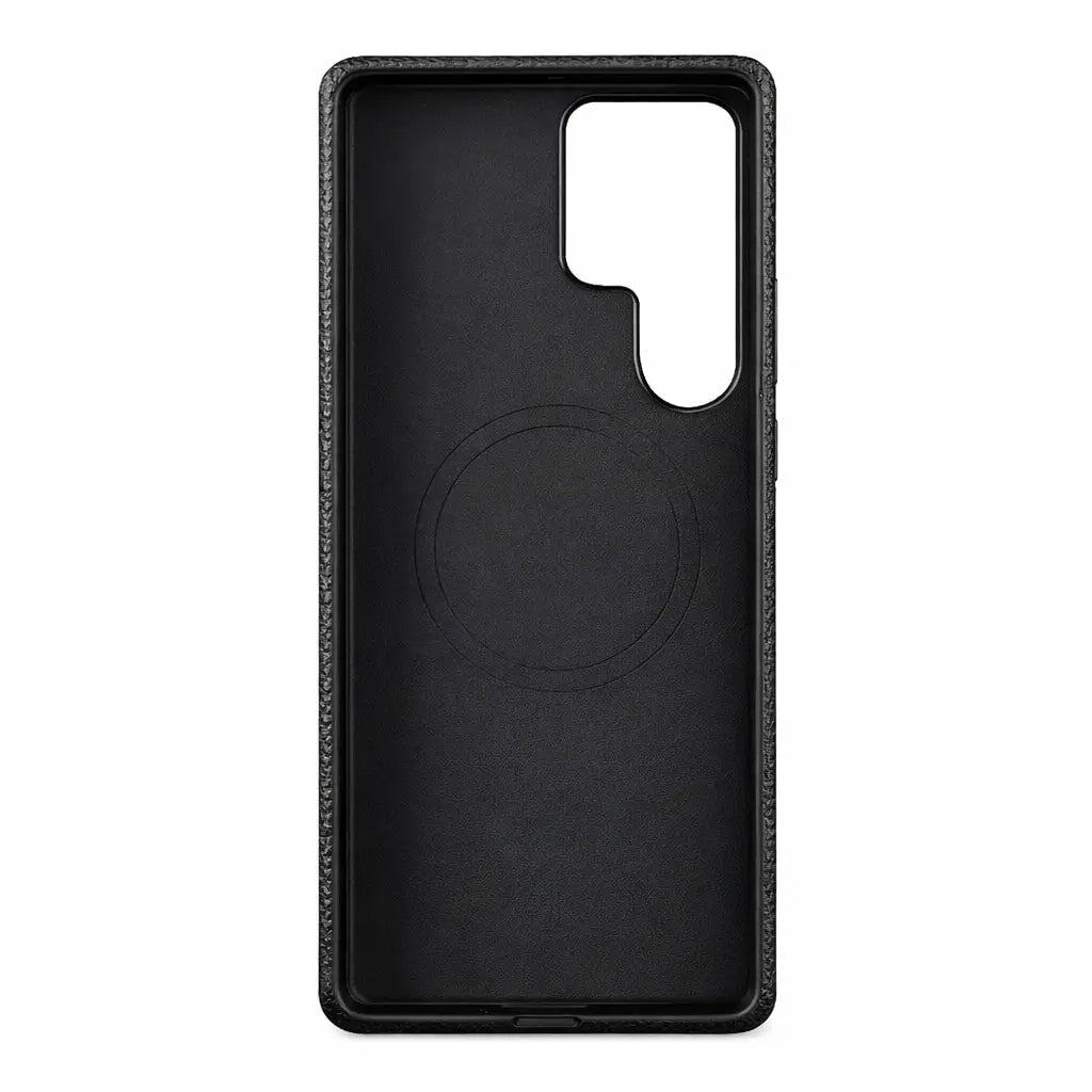 Samsung Galaxy S26 Ultra Full-Grain Premium Genuine Leather Case (Black) + MagSafe fabric laing