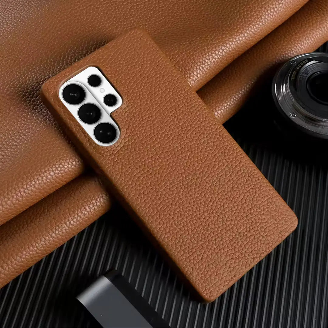 galaxy s26 ultra pebble leather case Brown color