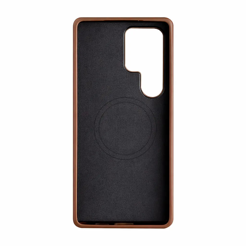 Samsung Galaxy S26 Ultra Full-Grain Premium Genuine Leather Case (Brown) + MagSafe fabic laing