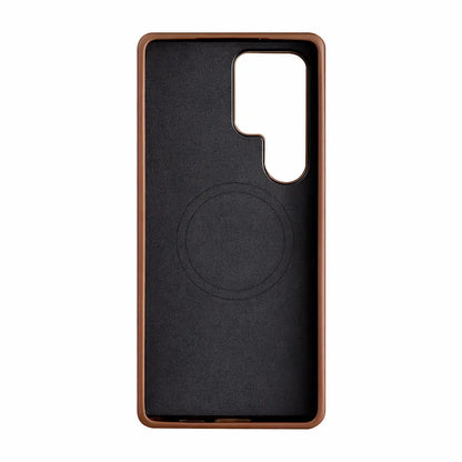 Samsung Galaxy S26 Ultra Full-Grain Premium Genuine Leather Case (Brown) + MagSafe fabic laing
