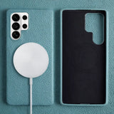 Samsung Galaxy S26 Ultra Full-Grain Premium Genuine Leather Case (Blue) + MagSafe charging
