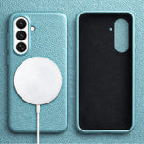Samsung Galaxy S26 Plus Full-Grain Premium Genuine Leather Case (Blue) + MagSafe charging