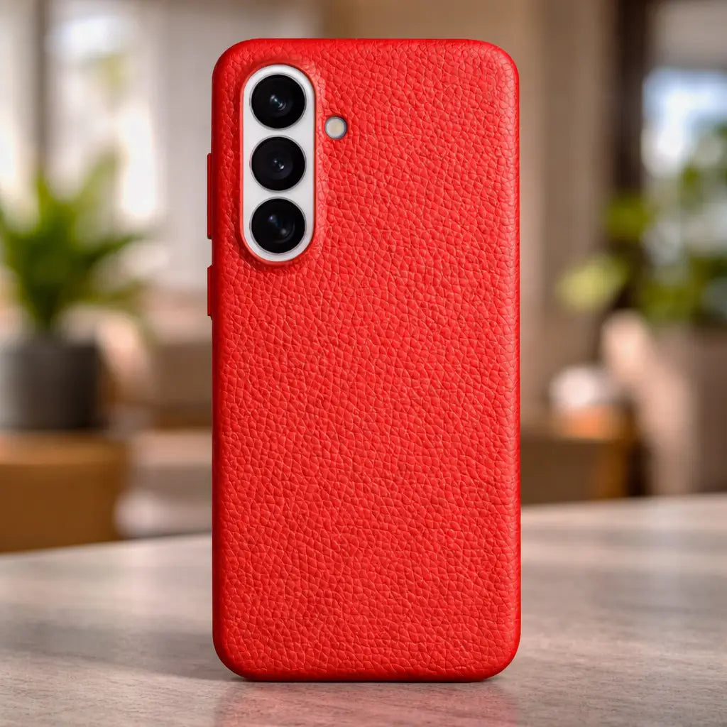 Samsung Galaxy S26 Full-Grain Premium Genuine Leather Case (Red) + MagSafe outdoor look