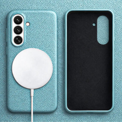 Samsung Galaxy S26 Full-Grain Premium Genuine Leather Case (Blue) + MagSafe charging