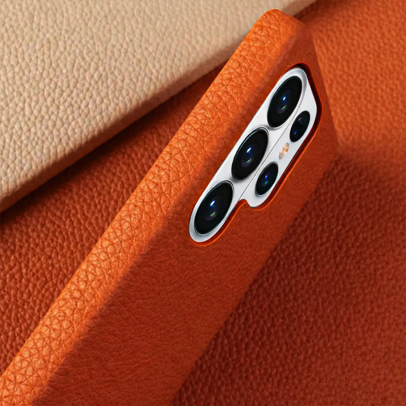 Galaxy S26 ultra pebble leather case red color camera protection 3