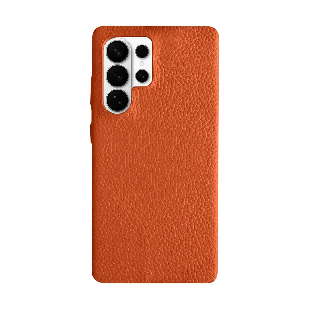 Samsung Galaxy S26 Ultra Full Coverage Premium Genuine Leather Case (Orange) + MagSafe
