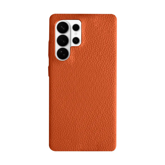Samsung Galaxy S26 Ultra Full Coverage Premium Genuine Leather Case (Orange) + MagSafe