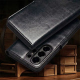 Samsung Galaxy S26 Ultra Business Style Genuine Leather Wallet Case (Black) camera protection