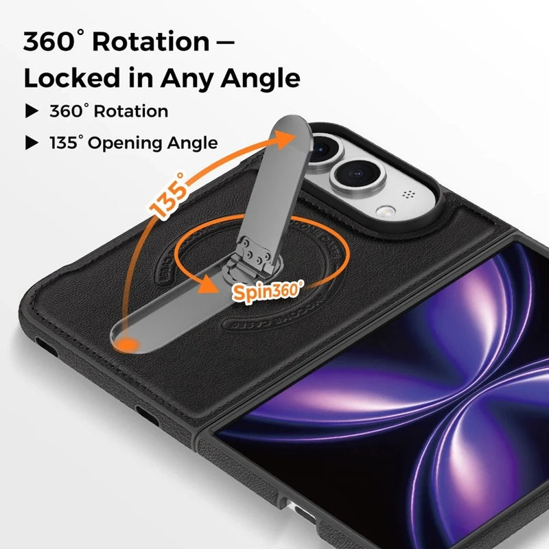 iPhone Duo | Leather Magnetic Stand Case - Black