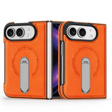 iPhone Duo | Leather Magnetic Stand Case - Orange