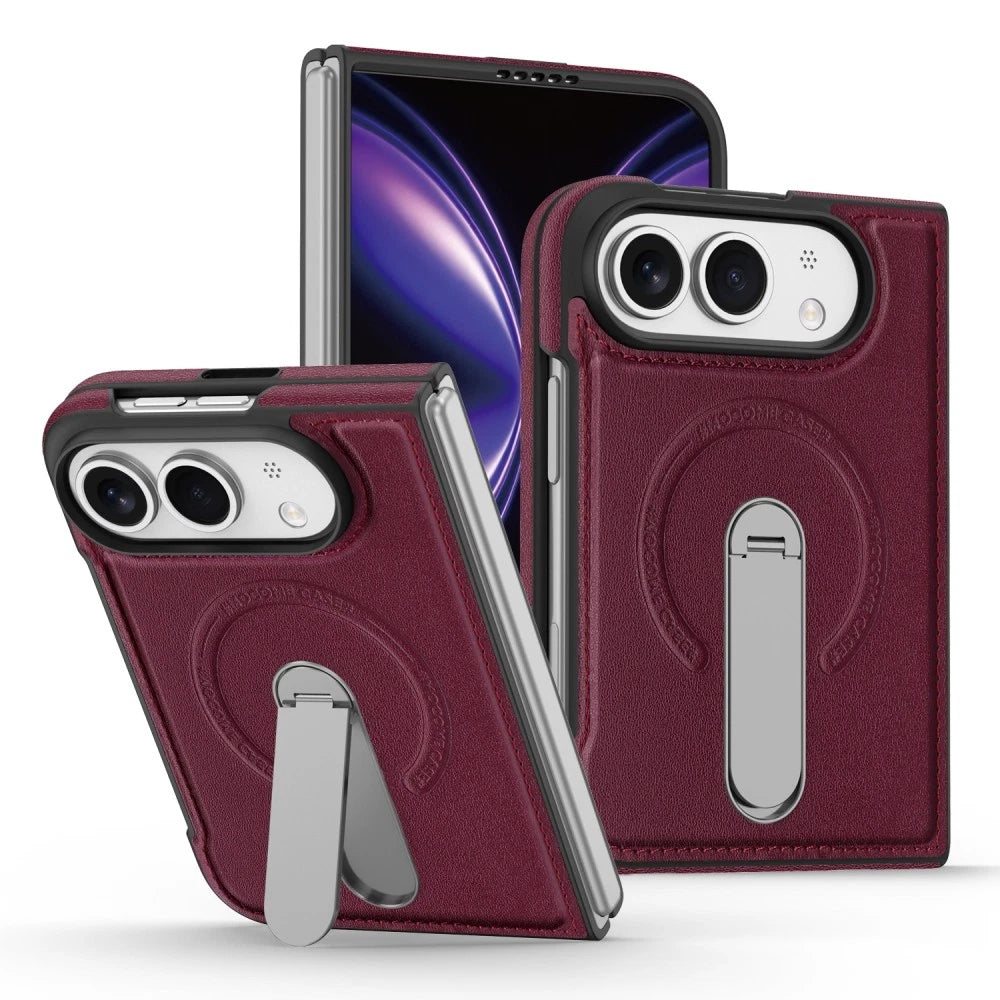 iPhone Duo | Leather Magnetic Stand Case - Brown