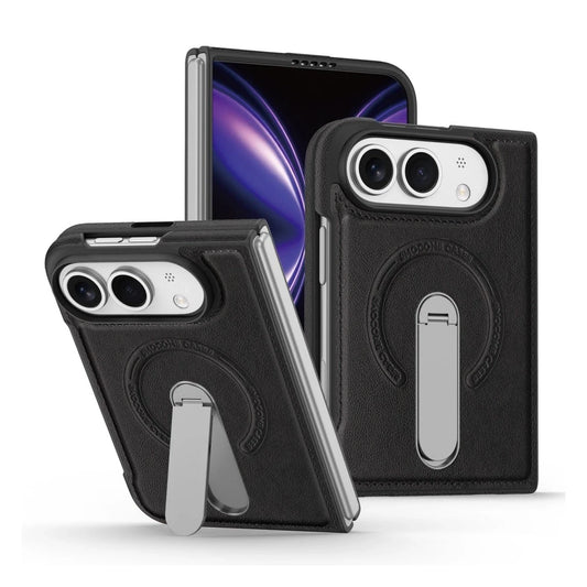 iPhone Duo | Leather Magnetic Stand Case - Black