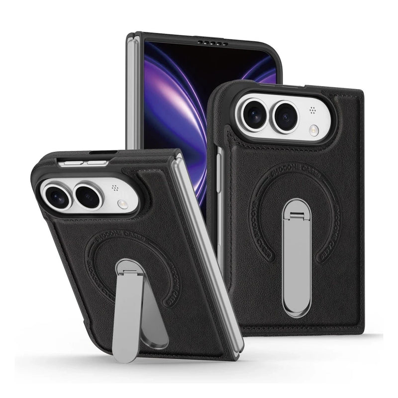 iPhone Duo | Leather Magnetic Stand Case - Brown