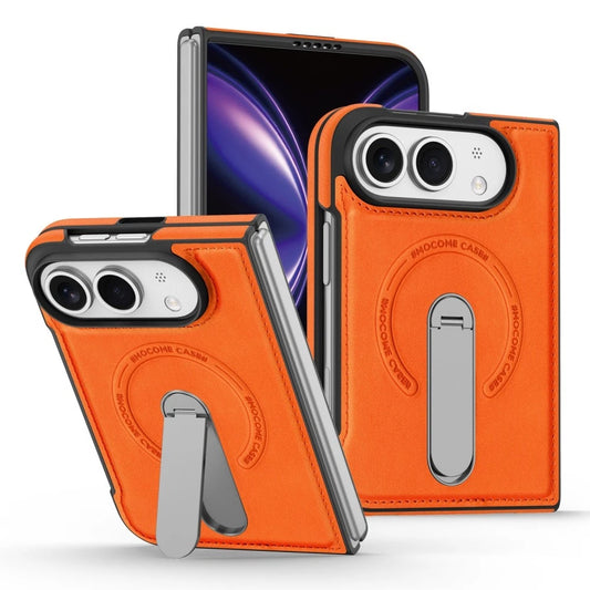 iPhone Duo | Leather Magnetic Stand Case - Orange