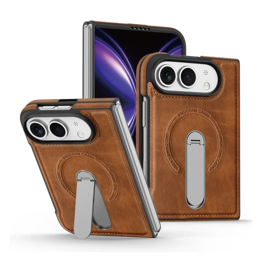 iPhone Duo | Leather Magnetic Stand Case - Brown