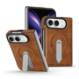 iPhone Duo | Leather Magnetic Stand Case - Brown