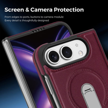 iPhone Duo | Leather Magnetic Stand Case - Cherry Red