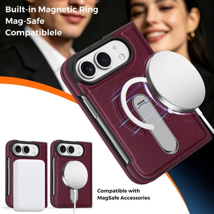 iPhone Duo | Leather Magnetic Stand Case - Cherry Red