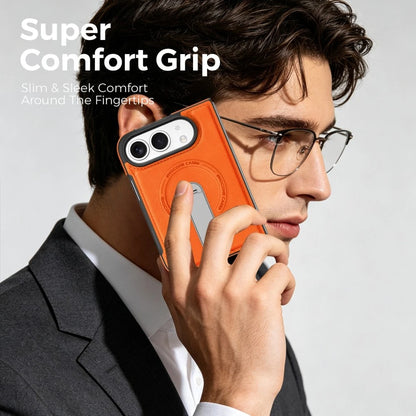 iPhone Duo | Leather Magnetic Stand Case - Orange