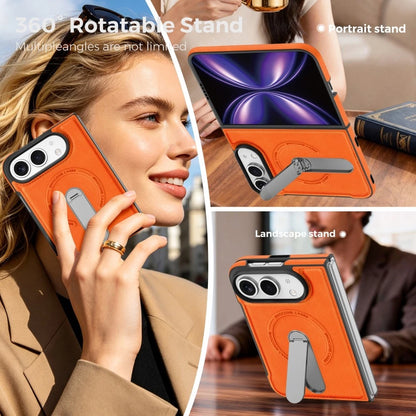 iPhone Duo | Leather Magnetic Stand Case - Orange