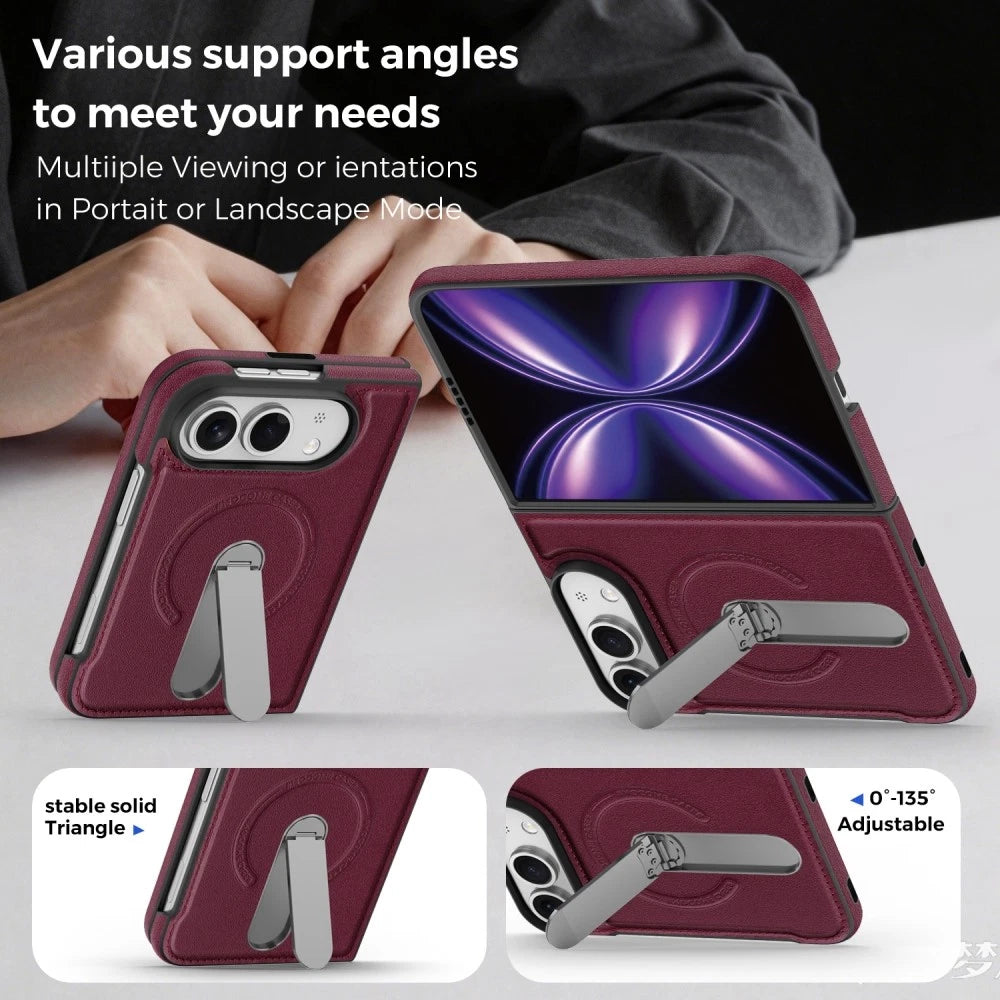 iPhone Duo | Leather Magnetic Stand Case - Cherry Red