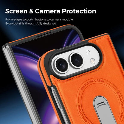 iPhone Duo | Leather Magnetic Stand Case - Orange