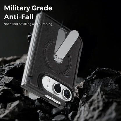 iPhone Duo | Leather Magnetic Stand Case - Black