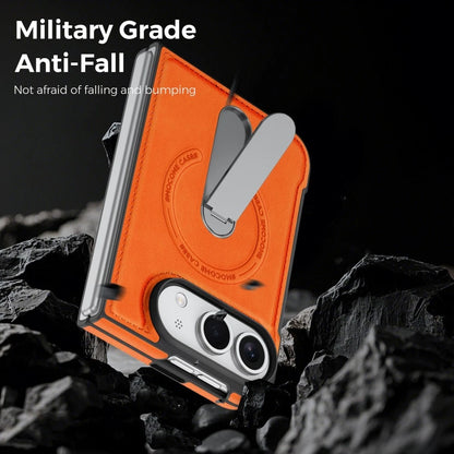 iPhone Duo | Leather Magnetic Stand Case - Orange