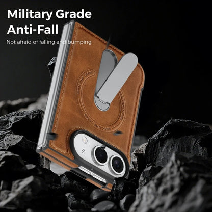 iPhone Duo | Leather Magnetic Stand Case - Brown